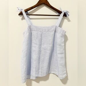 Joie Linen Boxy Tie Tank Top Womens Size‎ Large Light Blue Beach Coastal Boho